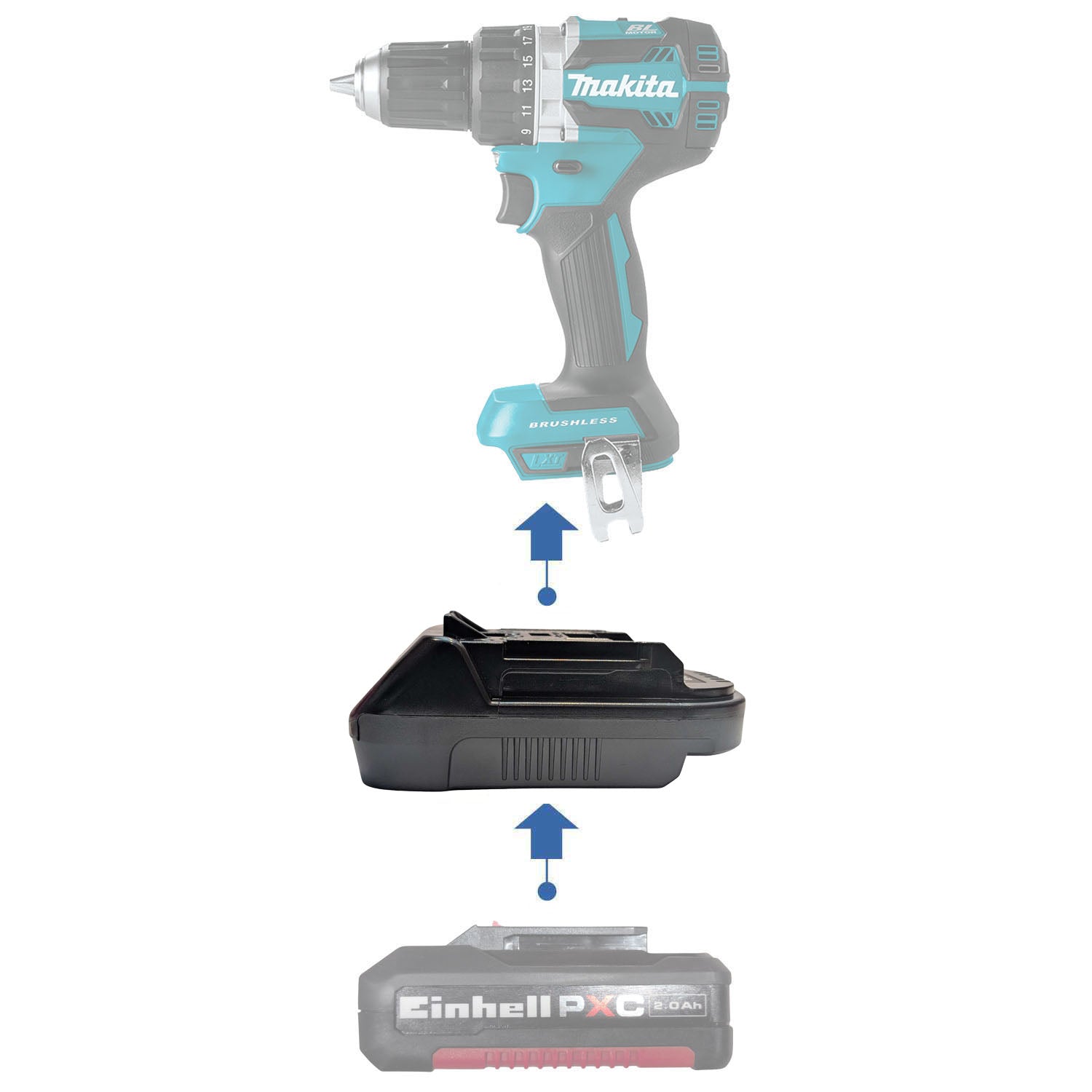 Einhell PXC 18V to Makita 18V Battery Adapter