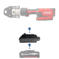 Einhell 18V PXC to RIDGID Plumbing battery adapter - compatibility diagram showing battery, adapter and press tool