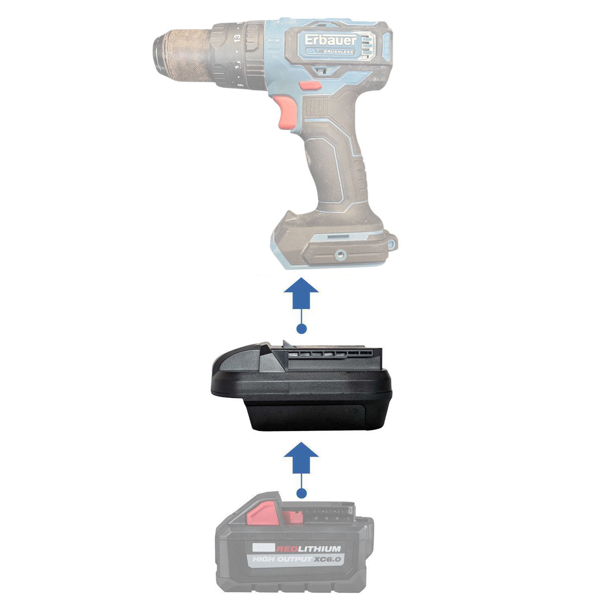 Milwaukee 18V to Erbauer 18V EXT Battery Adapter