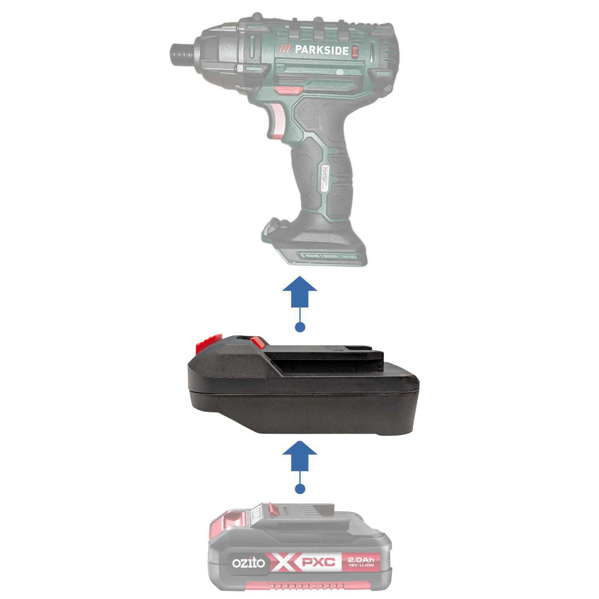 Ozito PXC 18V to Parkside X20V Battery Adapter