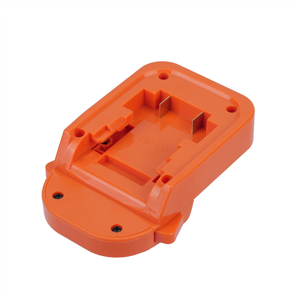 DeWalt 20V MAX to RIDGID 18V battery adapter - battery-side connection, twin terminal blades in the recess, four screws