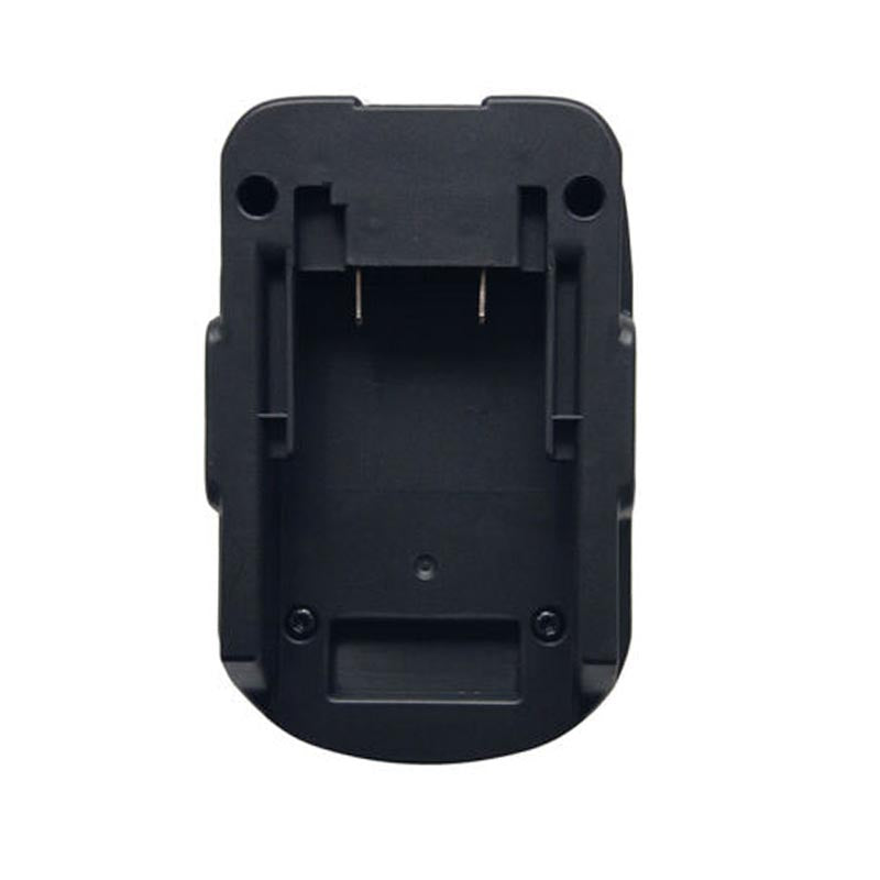Porter Cable 20V to Ryobi 18V ONE+ battery adapter - battery-side face with twin copper blades and guide rails